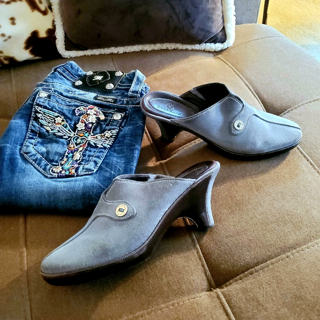 Slate Blue Suede Cole Haan Mules